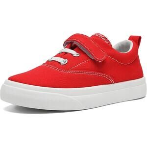 Rosyclo Big Kid Size 6.5 Red Canvas Hook Loop Elastic Lace Sneakers Casual Shoes